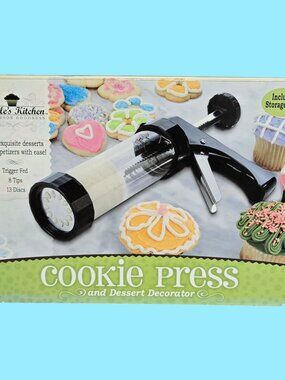 NEW Sealed! Nicole's Kitchen Cookie Press & Dessert Decorator Set w Storage Case